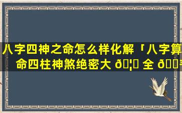 八字四神之命怎么样化解「八字算命四柱神煞绝密大 🦊 全 🌾 」
